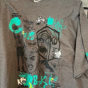 Nike Charcoal Vintage Tee with Teal and Black Graphics